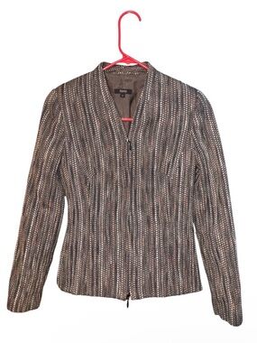 Zanella Navy and Gray Textured Stripe Blazer